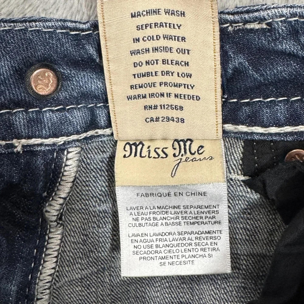 Miss Me Straight Low Rise Jeans Womens 27 Stretch Embellished Dark Wash Blue Y2K
